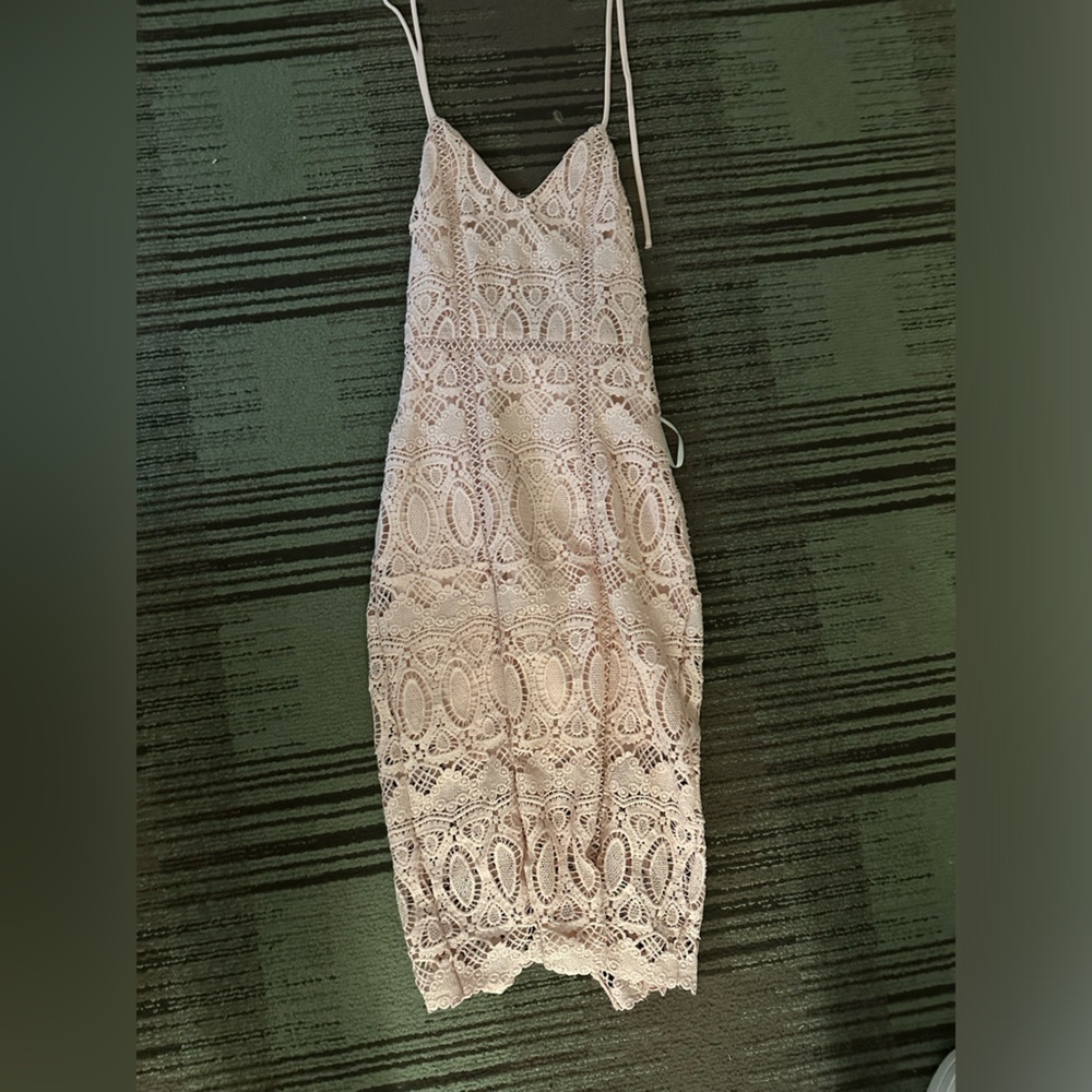 JOA pink eyelet lace dress. Ties in Back Size XS